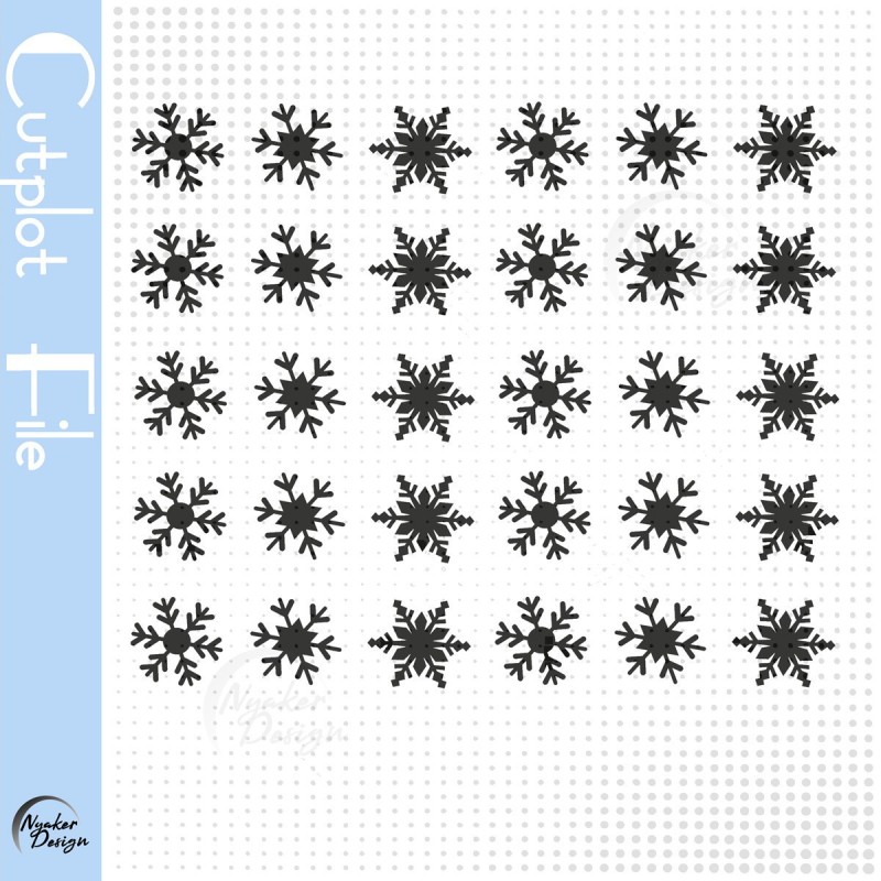 Snowflake set as plotter file, pattern