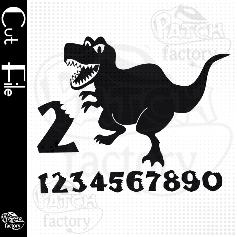 Plotter file, pattern birthday T-Rex dinosaur