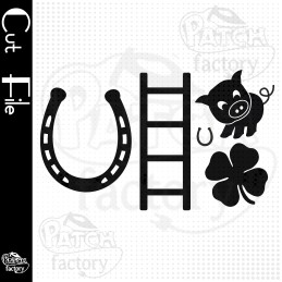 Plotter file lucky charm, cloverleaf, ladder, pig, horseshoe