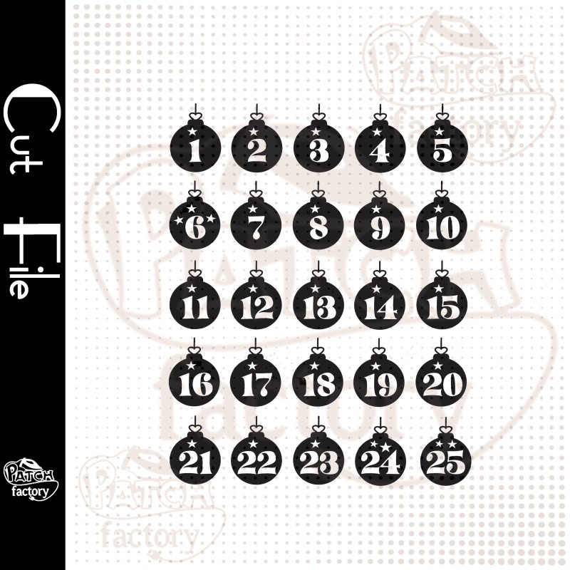 Plotter file Advent calendar numbers "Christmas tree ball"