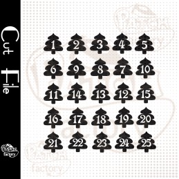 Plotter file Advent calendar numbers "Christmas tree"