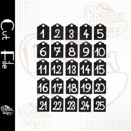 Plotter file Advent calendar numbers "Gift tag"