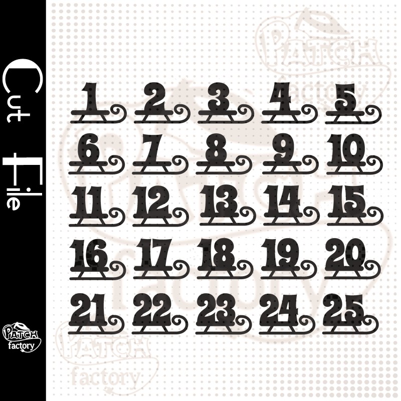 Plotter file Advent calendar numbers "Sleigh"