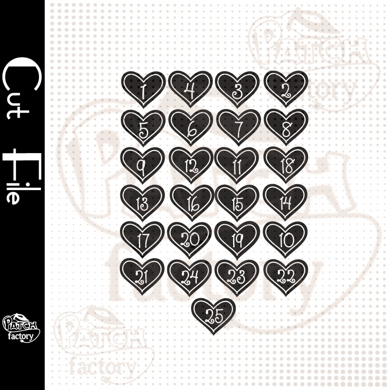 Plotter file Advent calendar numbers "Romantic heart"