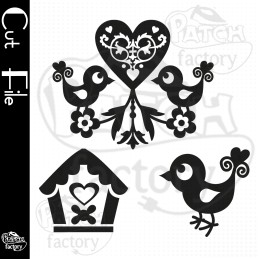 Birds with heart and little house plotter file, pattern