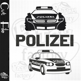 Police cars front and side view with lettering Plotter file, pattern